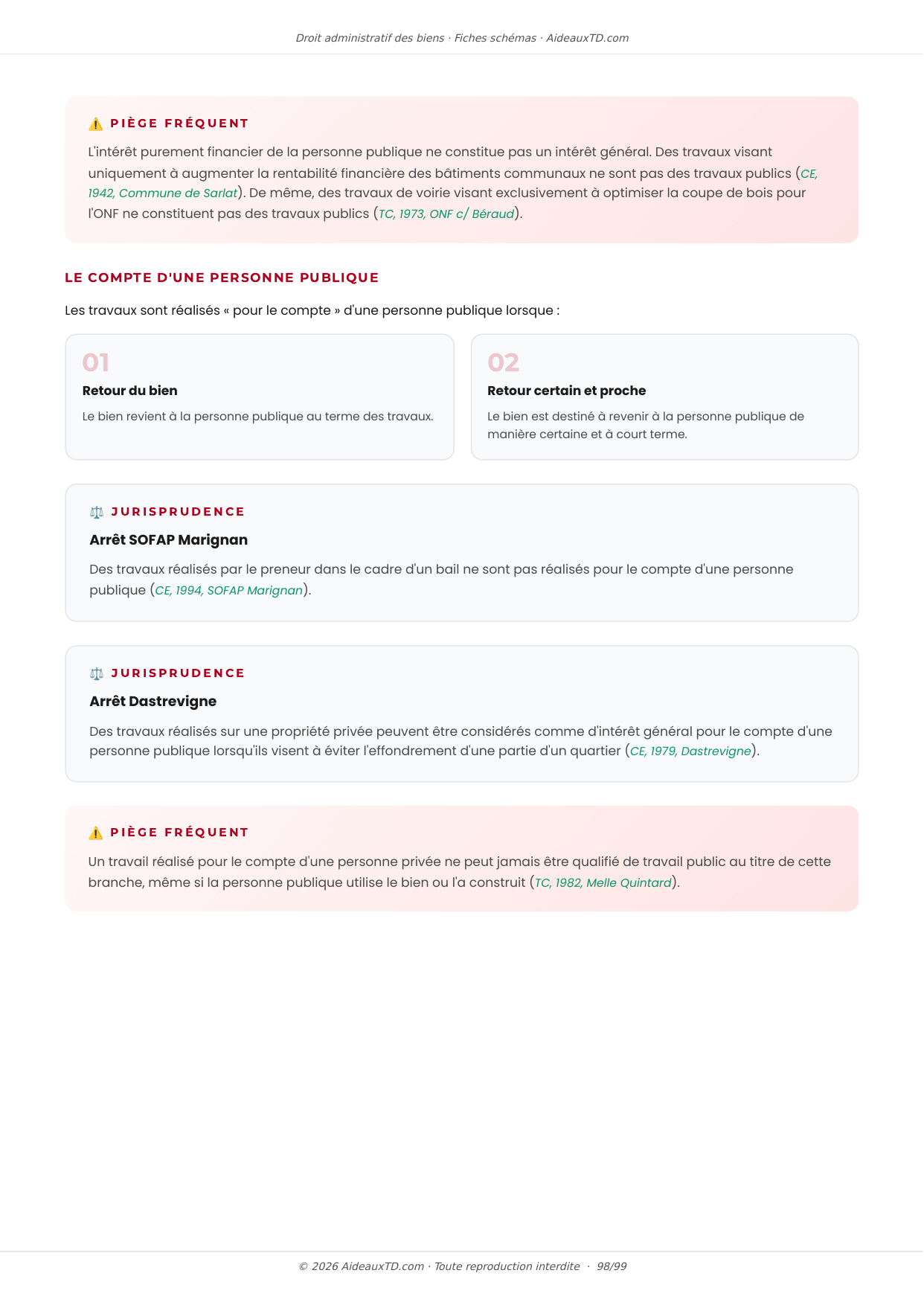 Extrait des fiches schémas de Droit administratif des biens : fiche n°20, La notion de travaux publics (page 4)
