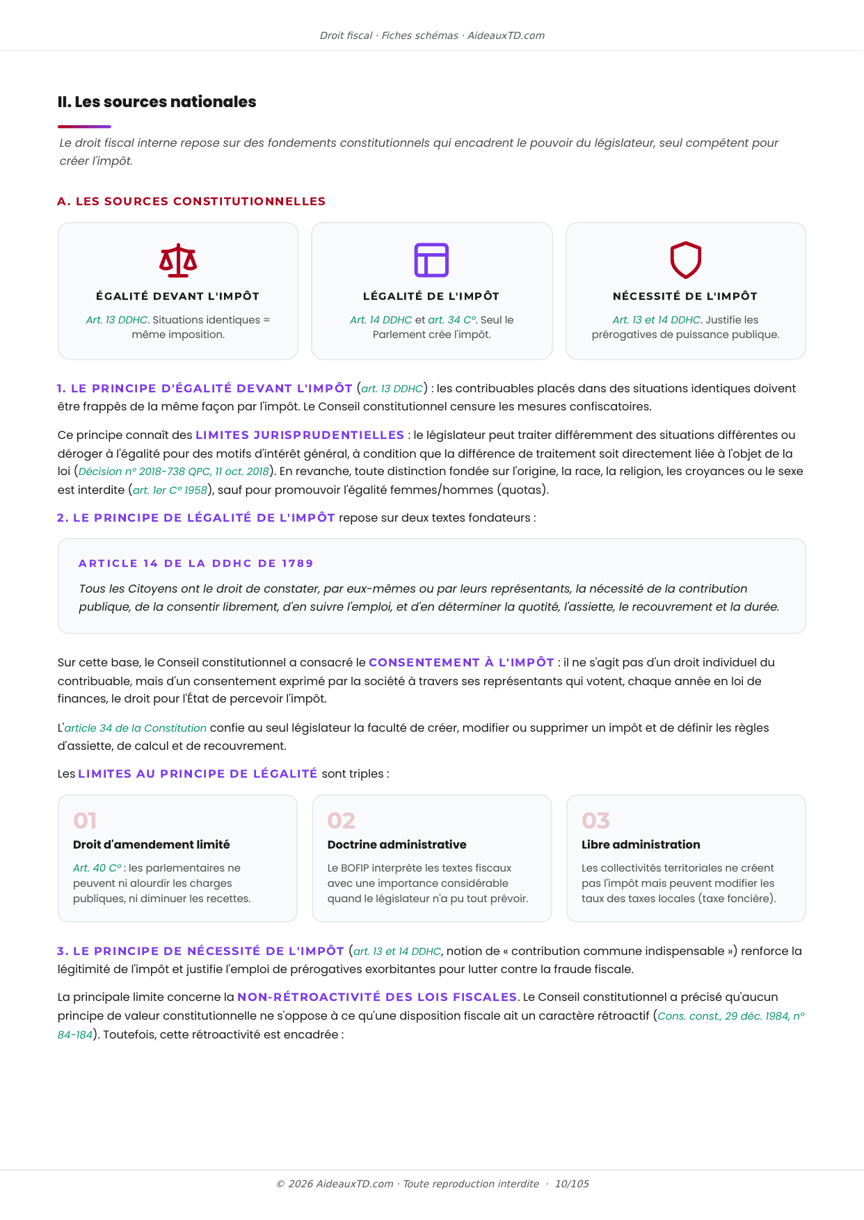 Extrait des fiches schémas de Droit fiscal : fiche n°2, Les sources du droit fiscal (page 3)