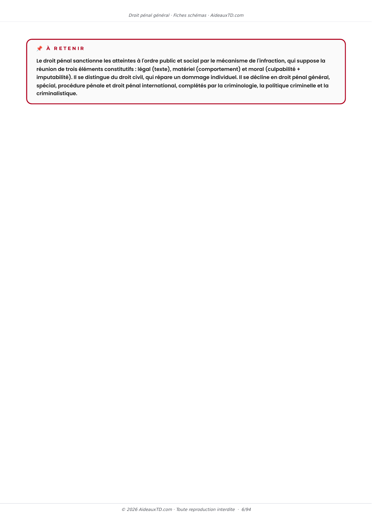 Extrait des fiches schémas de Droit pénal général : fiche n°1, Eléments introductifs (page 3)