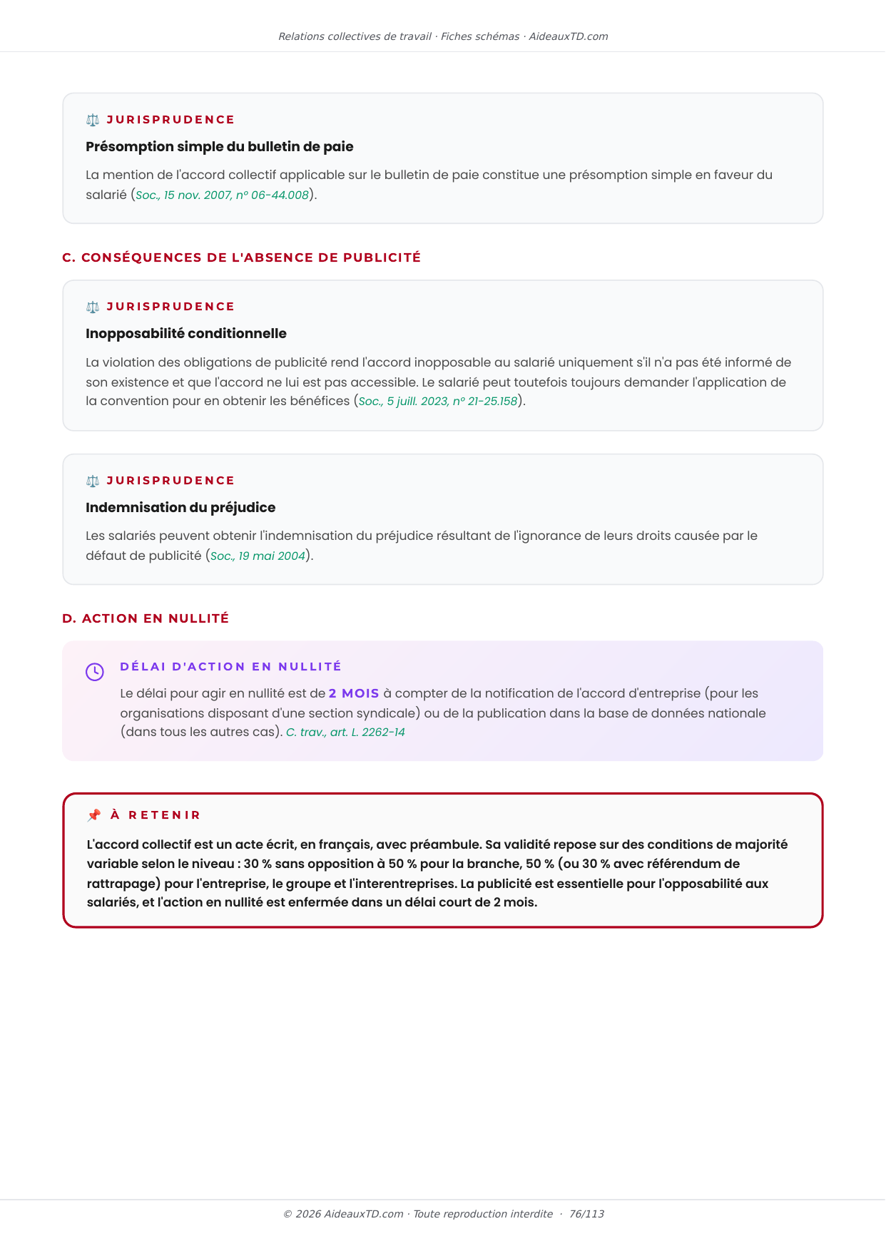 Extrait des fiches schémas de Relations collectives de travail : fiche n°13, La conclusion des accords collectifs (page 5)