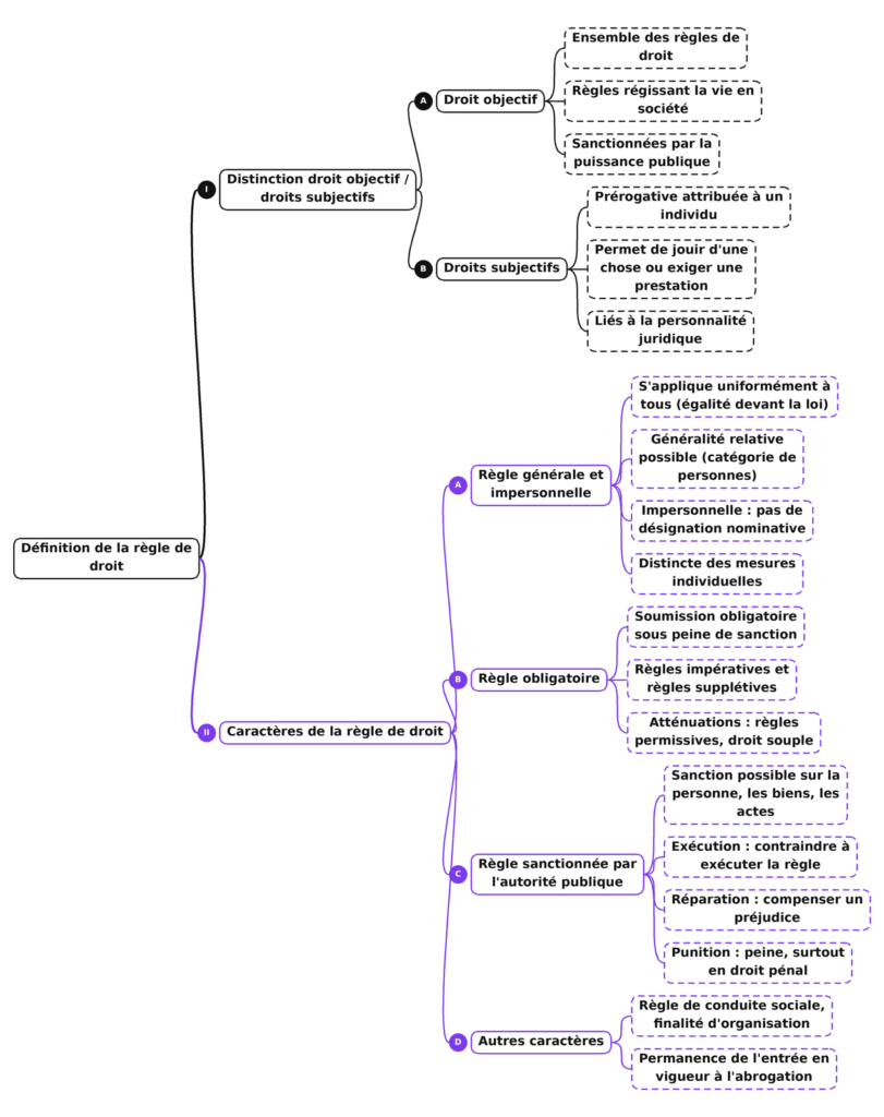 Carte mentale de la fiche Définition de la règle de droit, Introduction au droit, AideauxTD