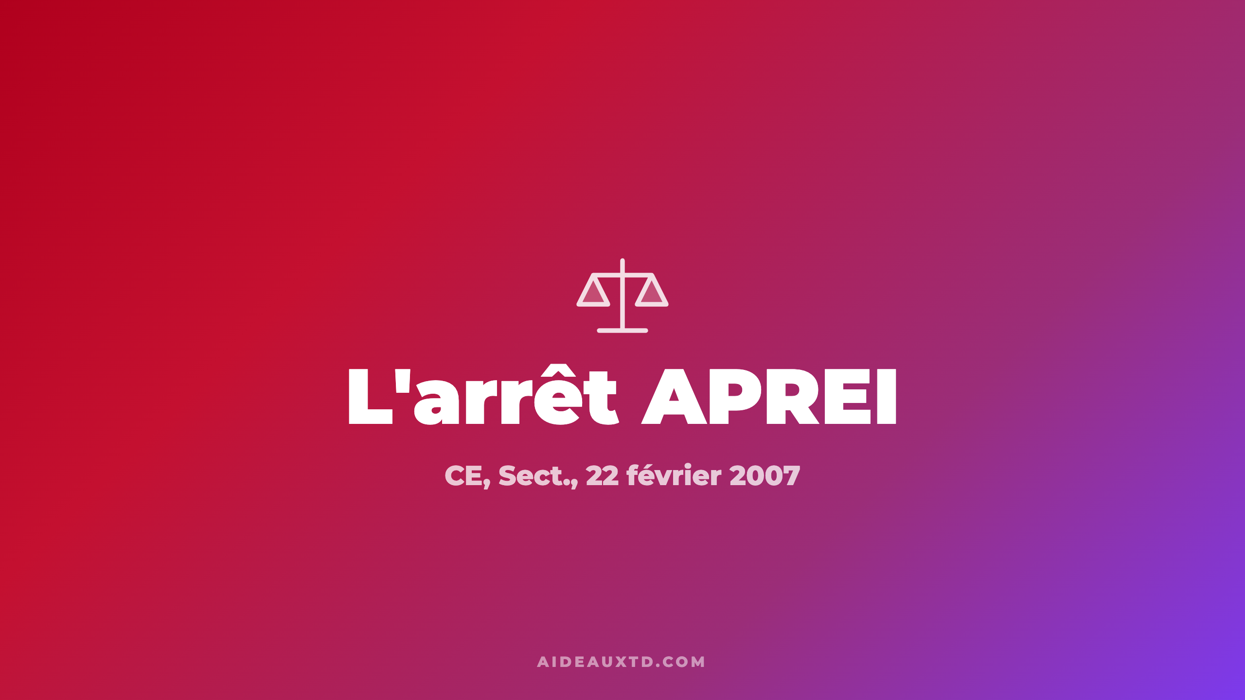 Arrêt APREI (2007) : fiche d&rsquo;arrêt, résumé et portée