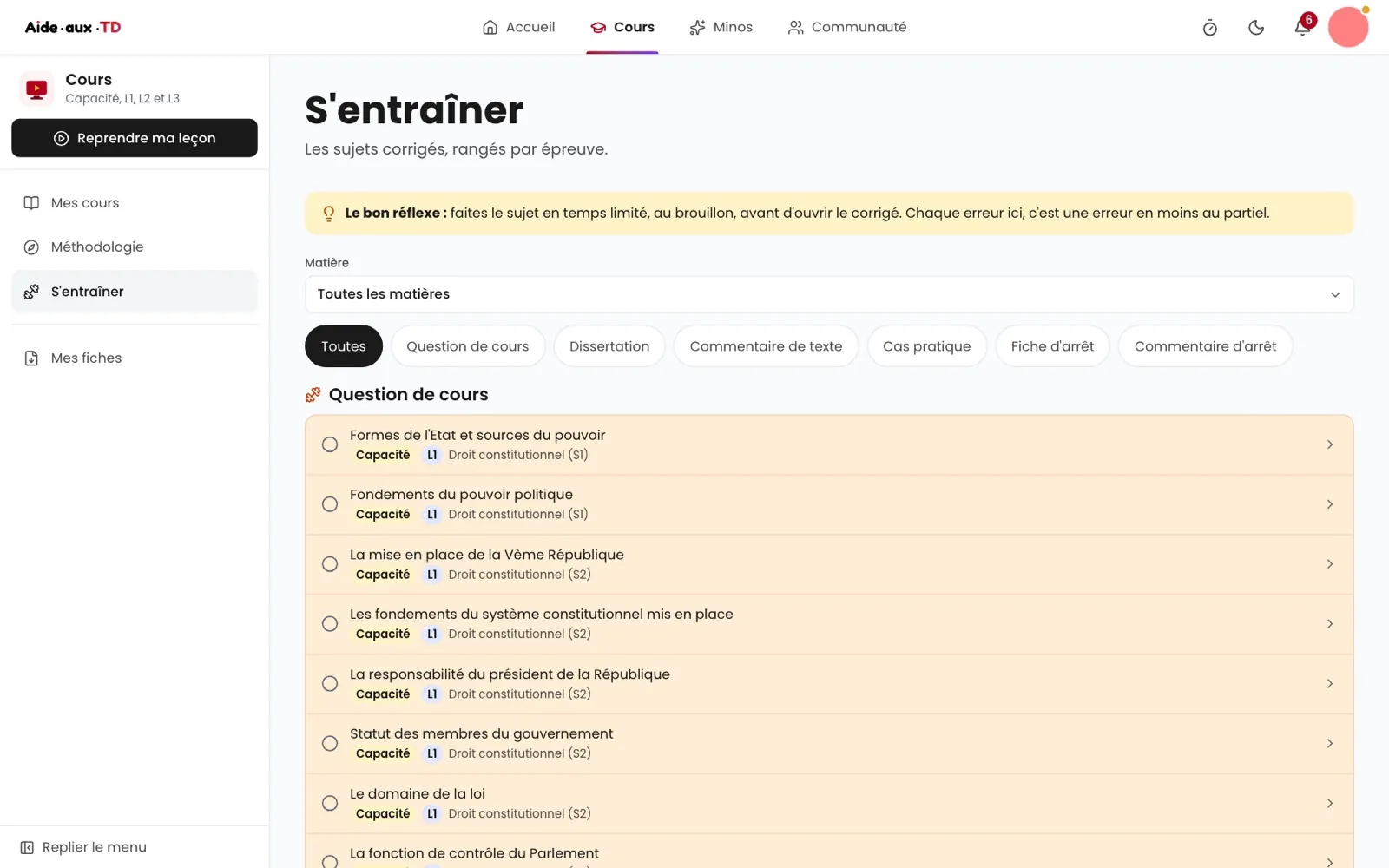 Les sujets corrigés de droit constitutionnel