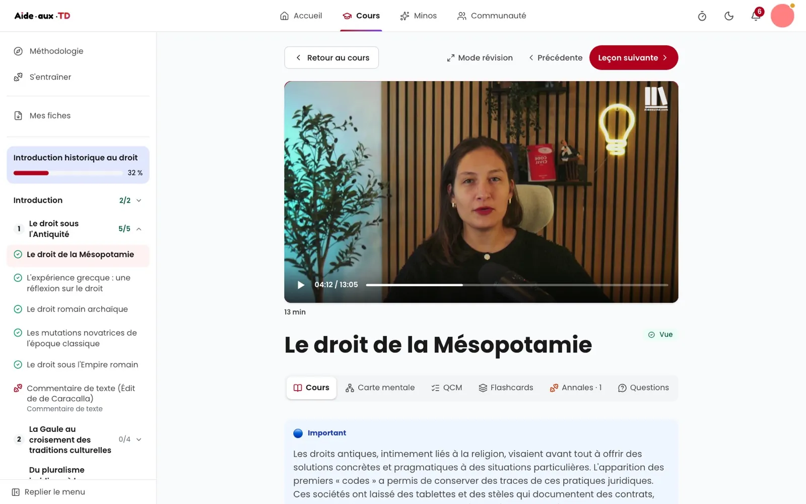 Une leçon d'introduction historique au droit avec Charlotte Chambon
