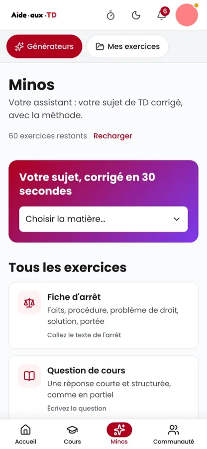 Minos, les exercices corrigés