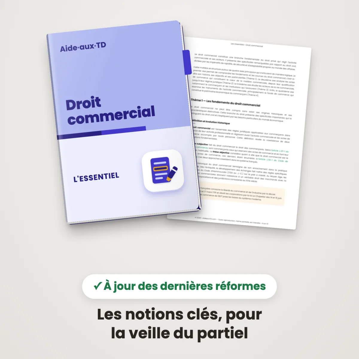 L&rsquo;Essentiel : Droit Commercial : Couverture et une page