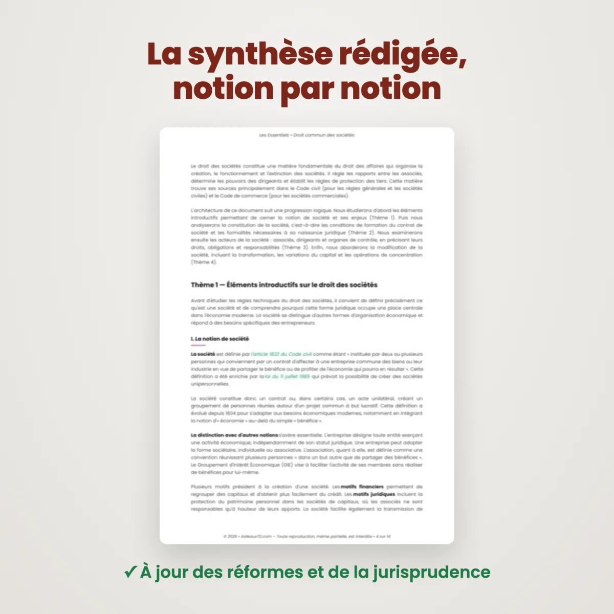 L&rsquo;Essentiel : Droit Commun des Sociétés : Extrait