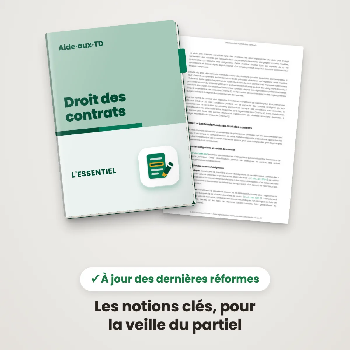 L&rsquo;Essentiel : Droit des Contrats : Couverture et une page
