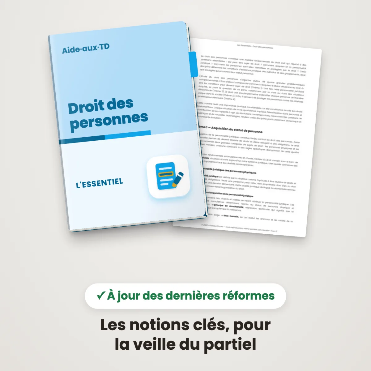 L&rsquo;Essentiel : Droit des Personnes : Couverture et une page