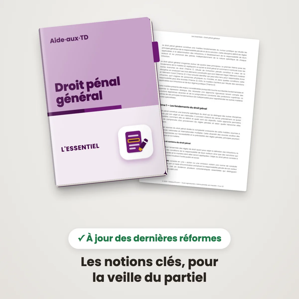 L&rsquo;Essentiel : Droit Pénal Général : Couverture et une page