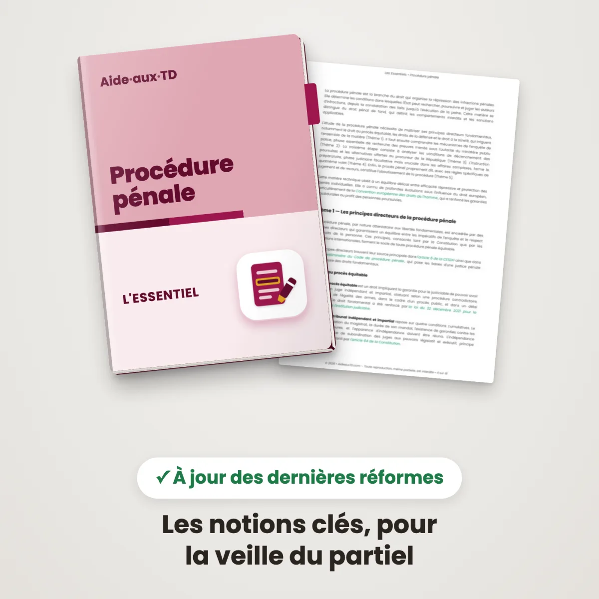L&rsquo;Essentiel : Procédure Pénale : Couverture et une page
