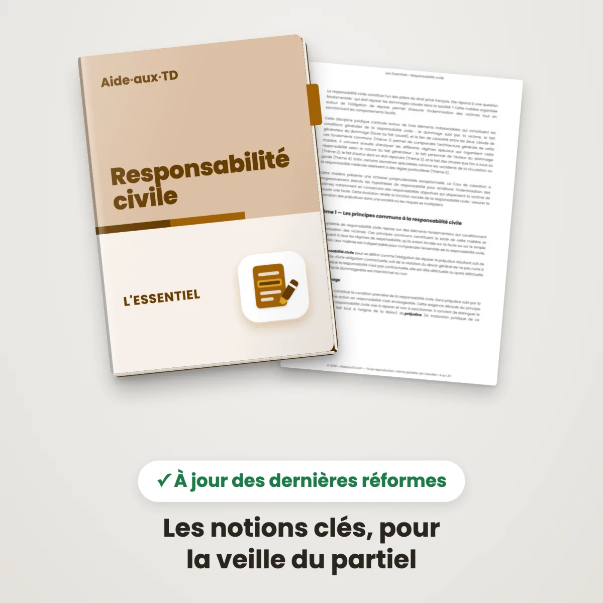 L&rsquo;Essentiel : Responsabilité Civile : Couverture et une page