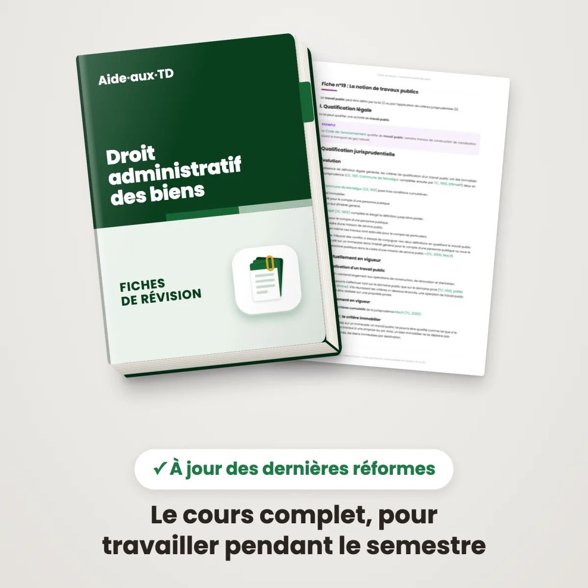 Fiches de révision : Droit administratif des biens : Couverture et une page