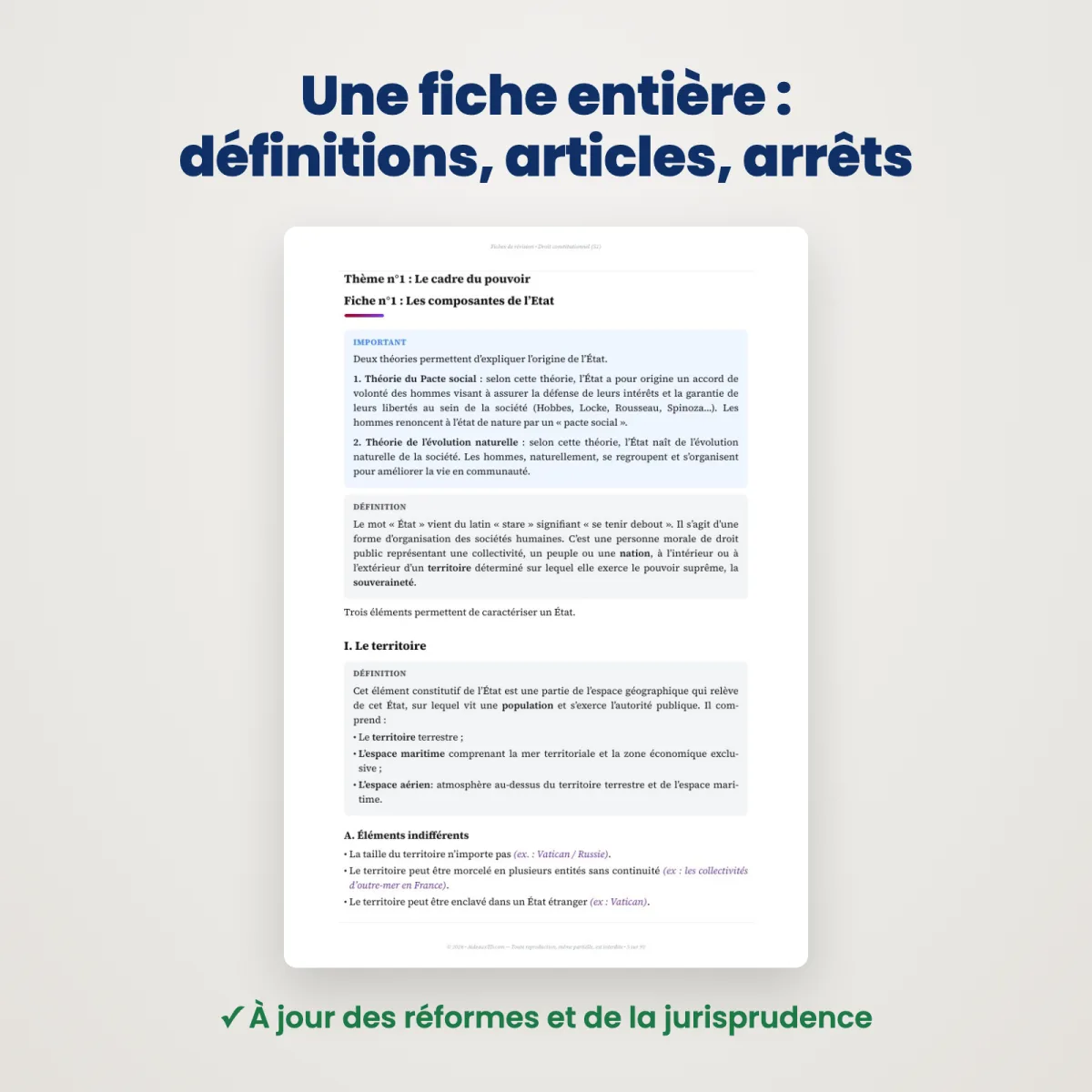 Fiches de révision : Droit constitutionnel (S1) : Extrait