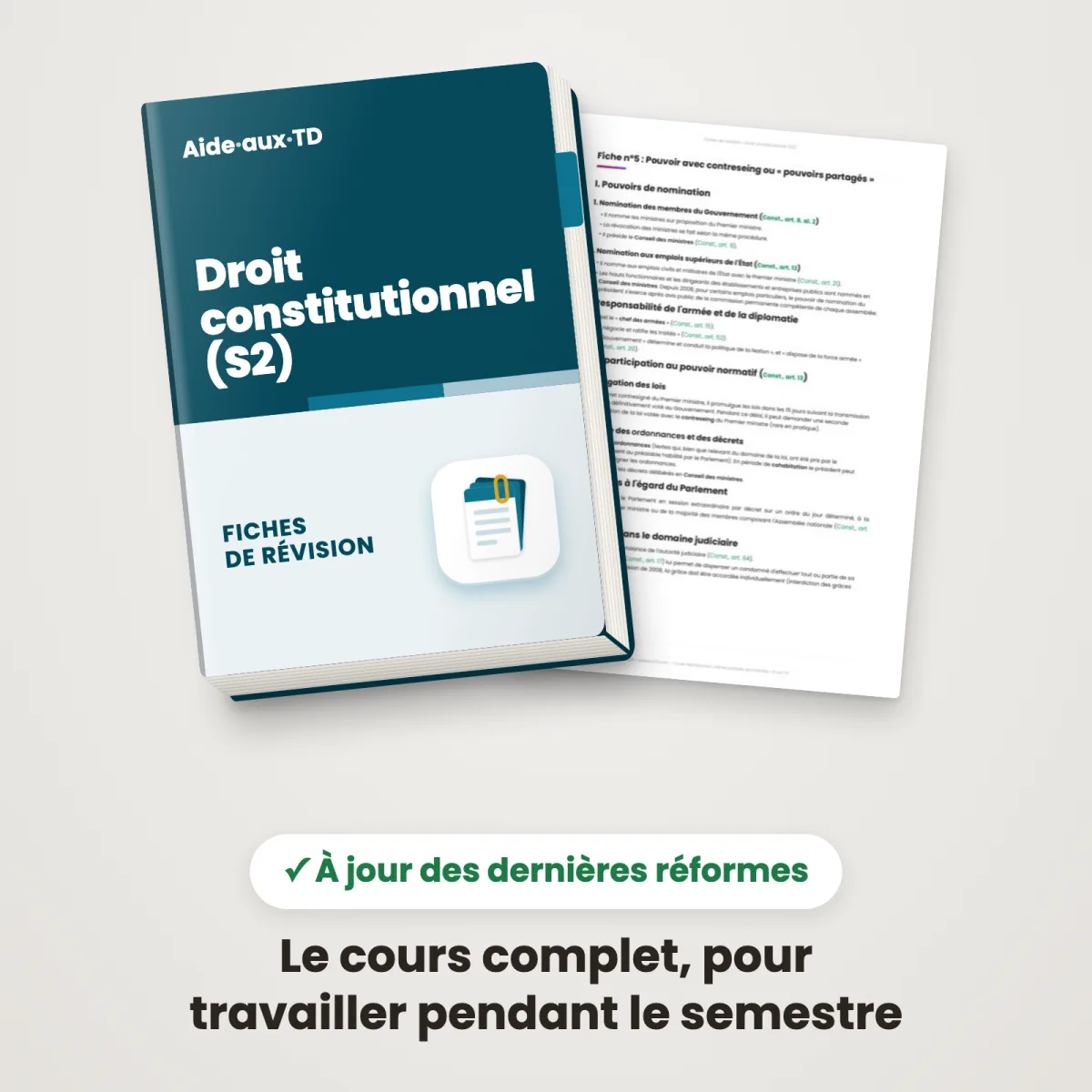 Fiches de révision : Droit constitutionnel (S2) : Couverture et une page