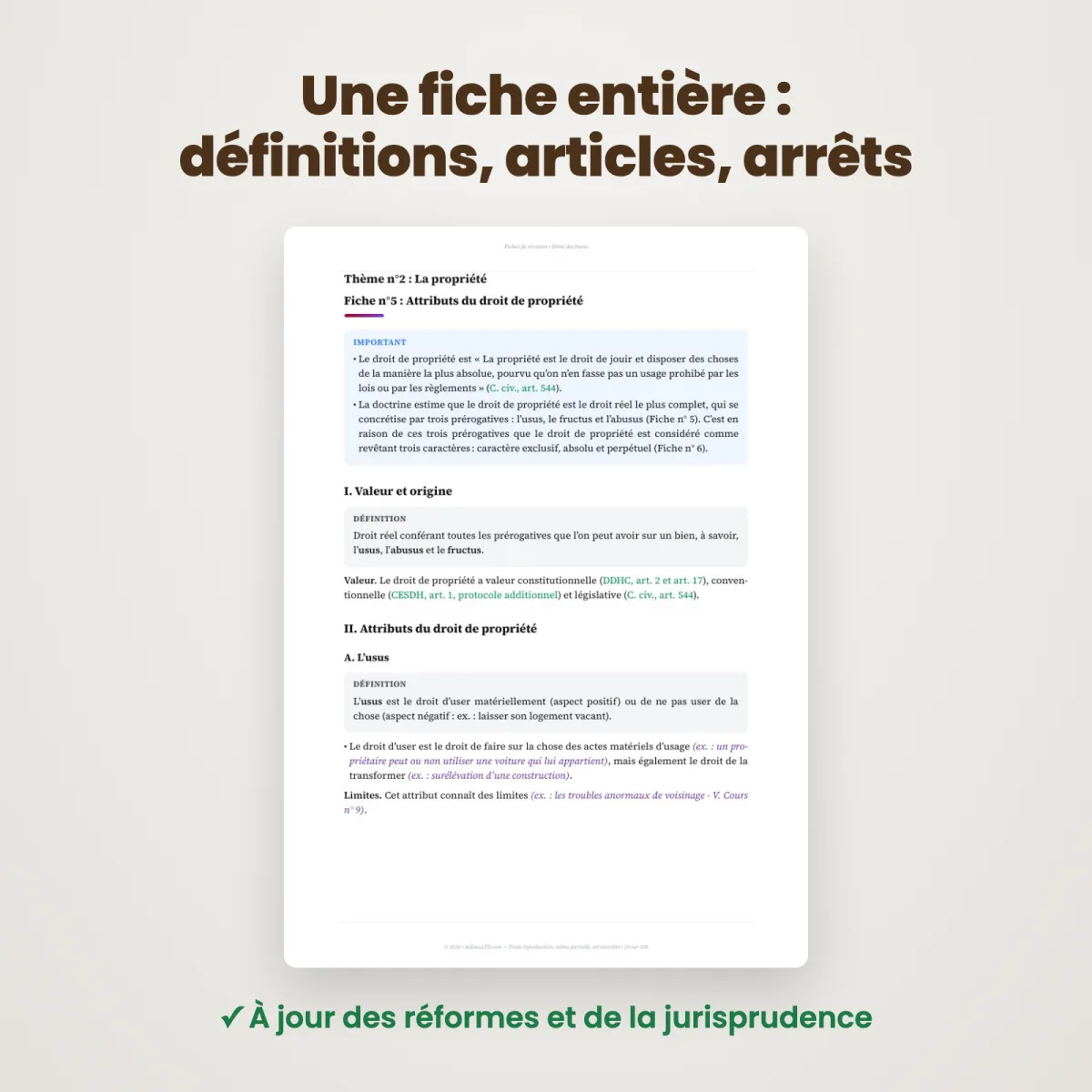 Fiches de révision : Droit des biens : Extrait