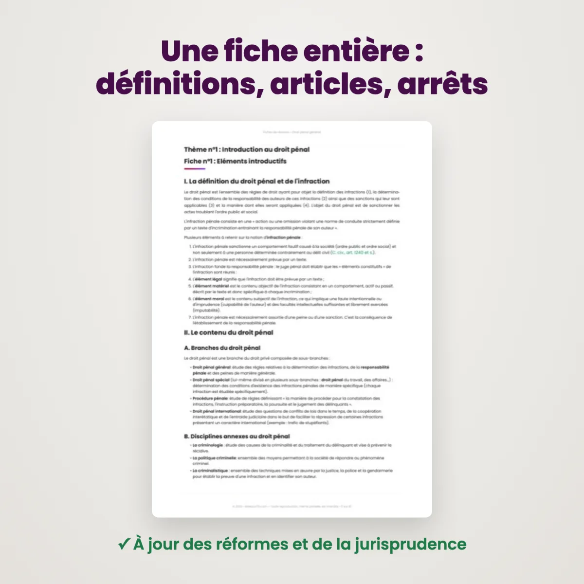 Fiches de révision : Droit pénal général : Extrait