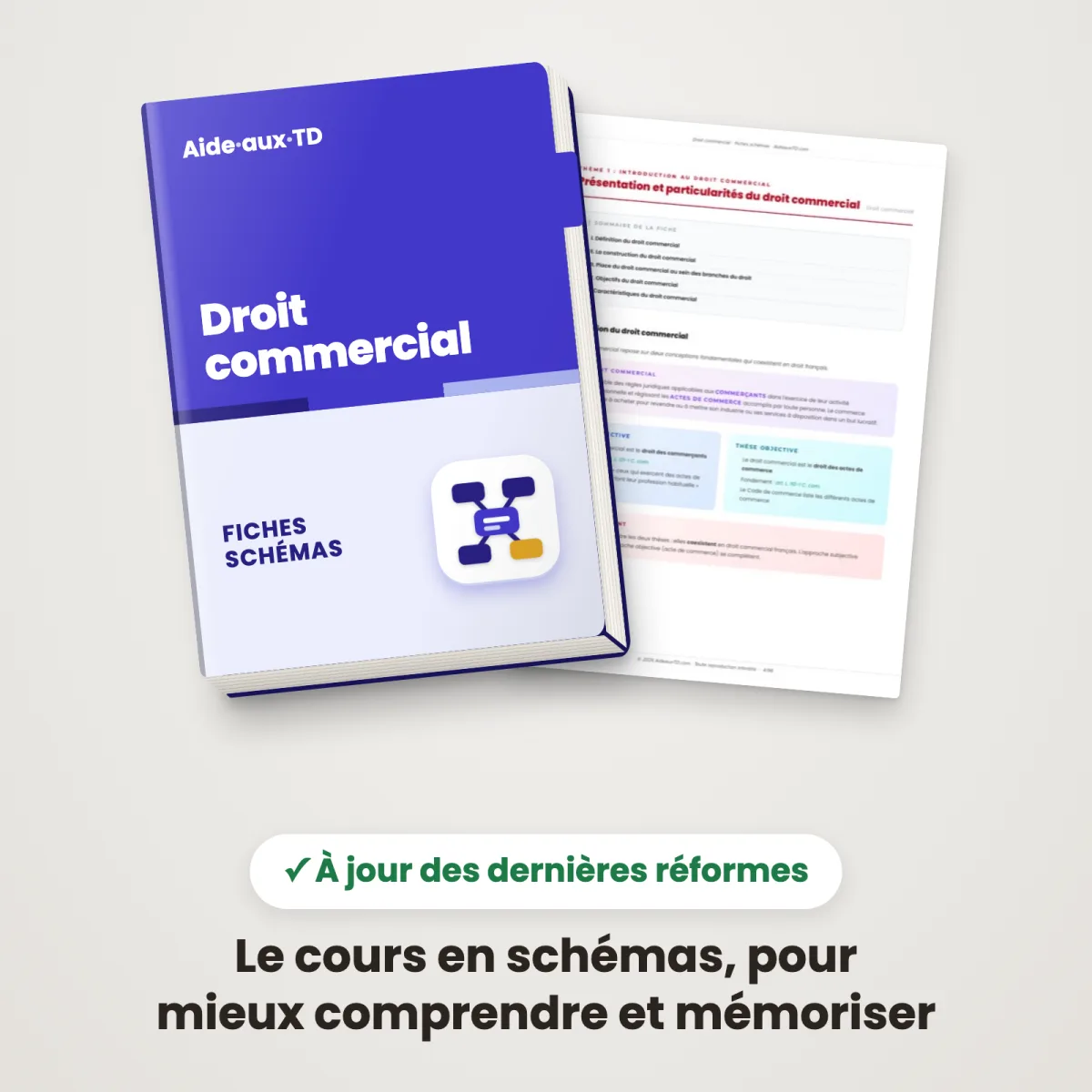 Fiches schémas : Droit commercial : Couverture et une page
