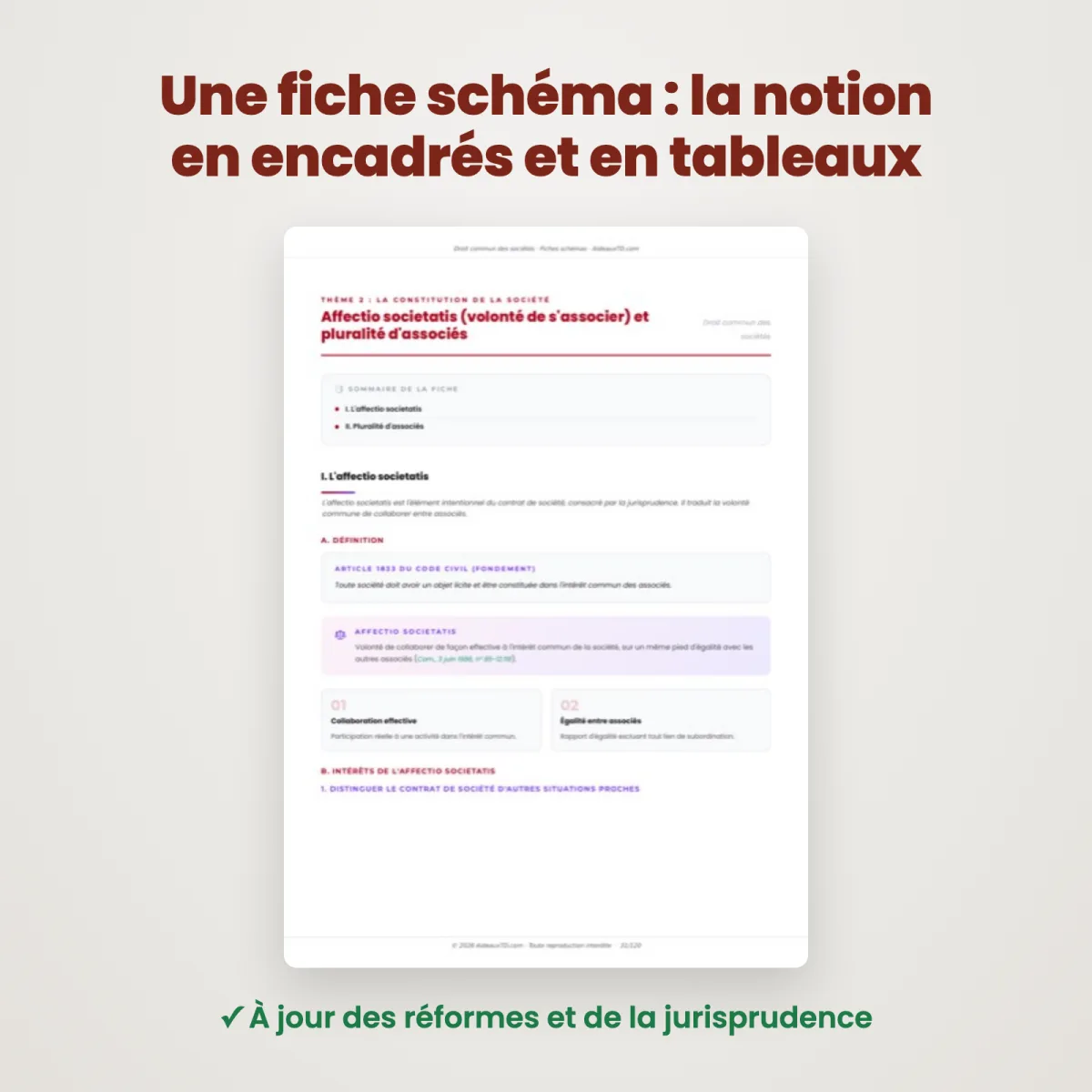 Fiches schémas : Droit commun des sociétés : Extrait
