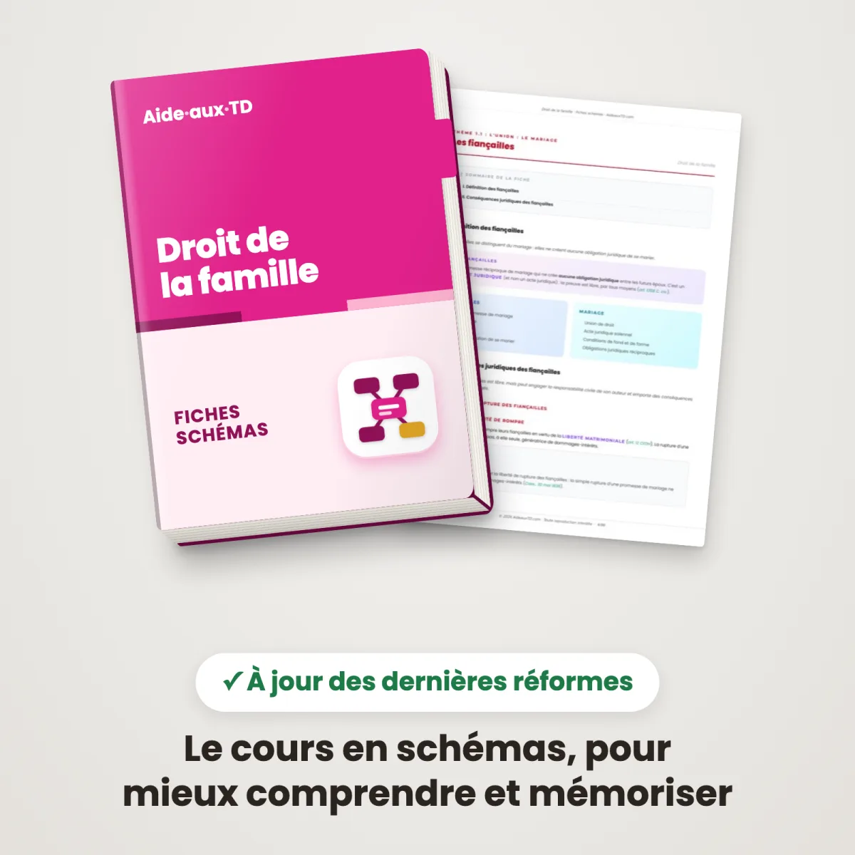 Fiches schémas : Droit de la famille : Couverture et une page