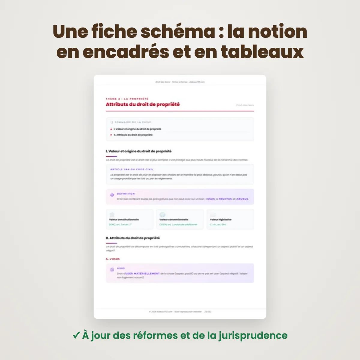 Fiches schémas : Droit des biens : Extrait