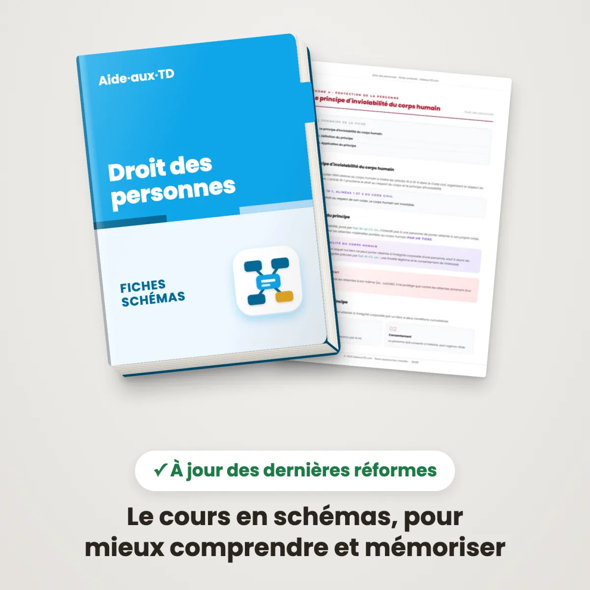 Fiches schémas : Droit des personnes : Couverture et une page