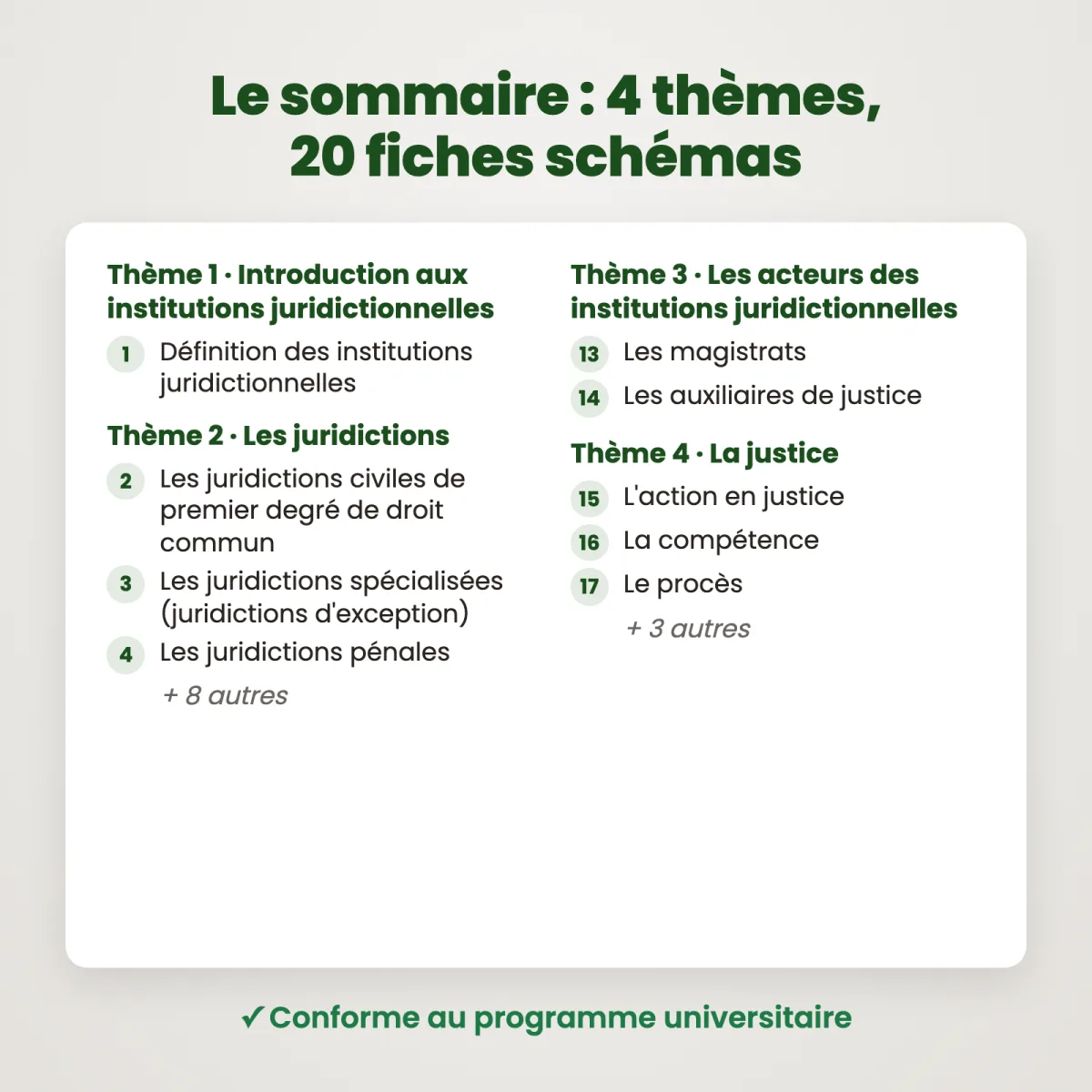 Fiches schémas : Institutions juridictionnelles : Sommaire