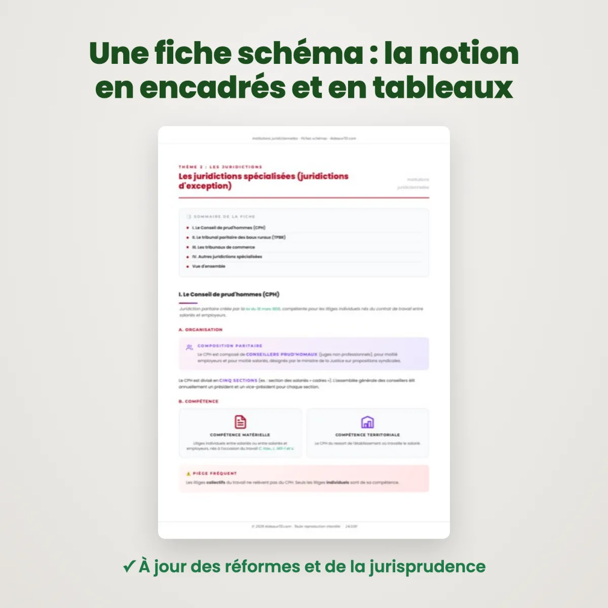 Fiches schémas : Institutions juridictionnelles : Extrait