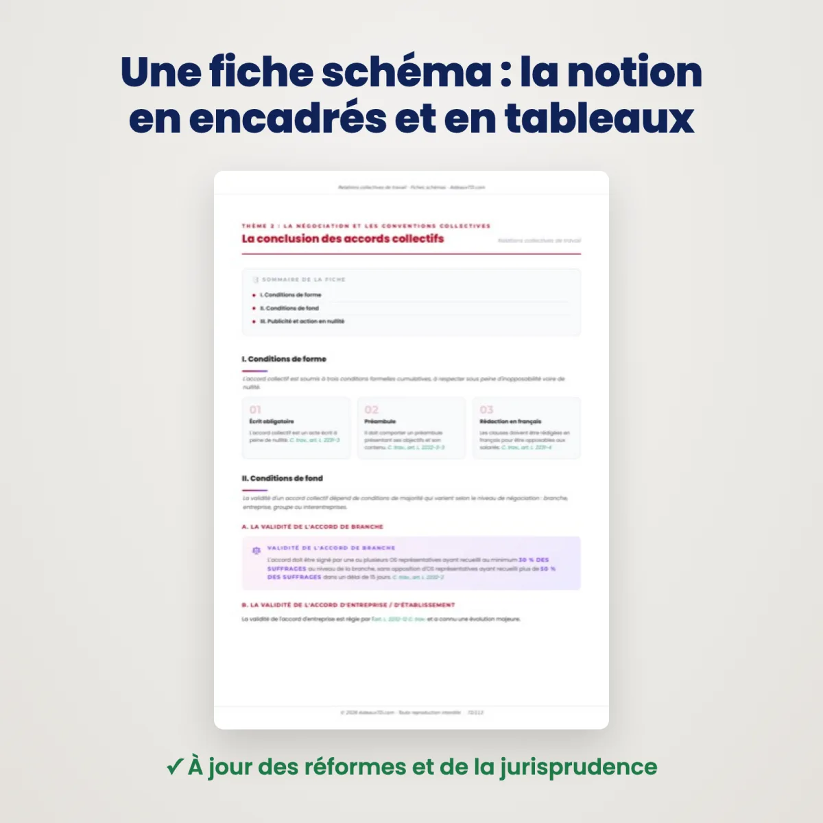 Fiches schémas : Relations collectives de travail : Extrait